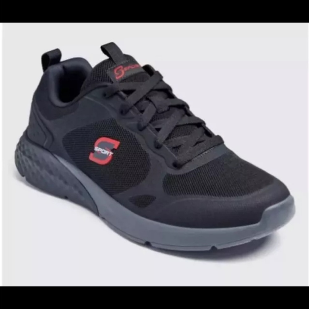 S Sport By Skechers Men's Troy Black Sneakers Size 8 Memory Foam Insole